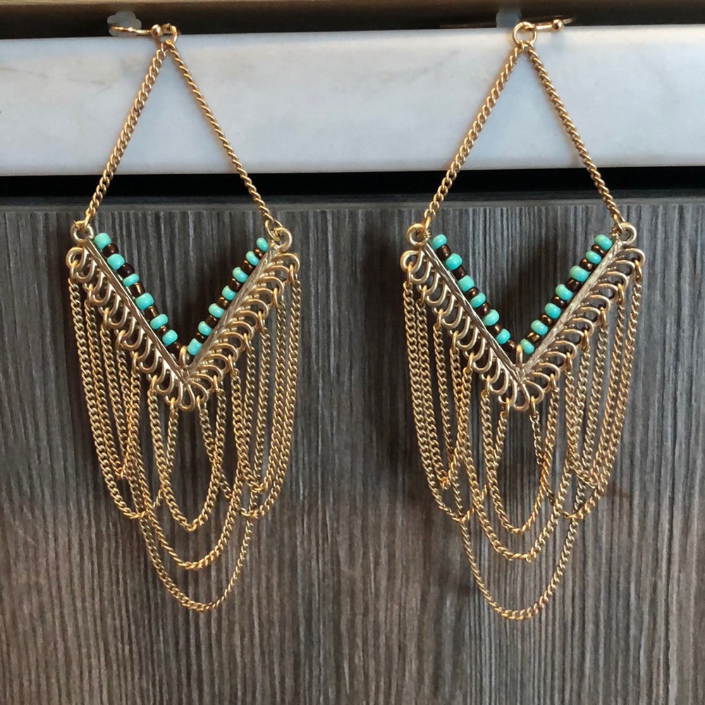 BEAD ACCENT CHAIN DRAPE EARRINGS ✨